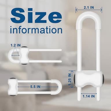 LLOOC Cabinet Locks for Babies,Child Proof Cabinet Locks,4 Pack U-Shaped Baby Proofing Cabinets,Child Locks for Cabinets and Drawers,Child Safety Cabinet Locks with Adjustable(White) - Image 2