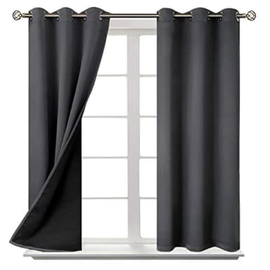 BGment 45 Inch Curtains for Bedroom - Short Blackout Curtains for Small Window/Cafe Thermal Insulated Grommet Drapes, 2 Panels, Each 42 Inch Wide, Dark Grey - Image 8