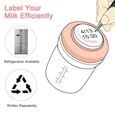 COMI Wide Neck Glass Breastmilk Collection n Storage Bottle, 8oz with Screw Ring Sealing Disk; Re-markable Sealing Disc. BPA Free, Fits Breast Pumps & Nipples (4 Pink Lids) - Image 5