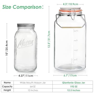 Qianfenie 1.5 Gallon Glass Jar with Lid, Large Glass Jar with Lid and Silicone Seal, Gass Storage Jar with Lids, Wide Mouth Jars Glass Container for Kitchen Food Storage(1 Pack) - Image 7