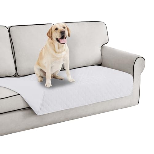 Easy-Going 100% Waterproof Dog Bed Cover Reversible Leak Proof Couch Cover Washable Sofa Cover Furniture Protector Blanket for Pets Kids Children Dog Cat (30x70 Inch, White/White) - Image 1