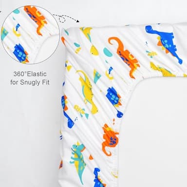 david's kids 3 Pack Fitted Crib Sheets, Ultra Soft Breathable Comfortable Baby Sheet Set for Boys Girls Neutral, 28x52 Inch Fits Standard Crib and Toddler Mattresses, Dinosaur - Image 6