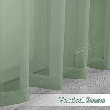 Chyhomenyc Sheer Window Curtains 144 inch Extra Long 2PCS, Airy Scarf Drapes Rod Pocket Window Treatments for Christmas/Wedding/Living Room/Anniversary, 12FT L, 42Wx144L, Sage Green - Image 5