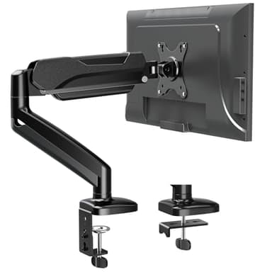 MOUNTUP Single Monitor Desk Mount, Adjustable Gas Spring Monitor Arm Support Max 32 Inch Screen, Computer Monitors Stand with Clamp/Grommet Mounting Base, VESA Mounts Fit 4.4-17.6lbs Computer, Black - Image 1