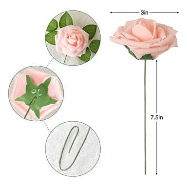 AmyHomie Artificial Flowers Blush Pink Rose 100pcs Real Looking Fake Roses w/Stem for DIY Wedding Bouquets Centerpieces Arrangements Party Baby Shower Home Decorations - Image 3