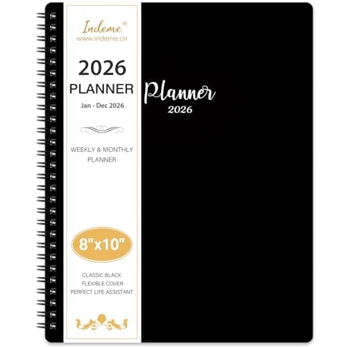 2026 Planner - Planner 2026 Weekly and Monthly, Jan. 2026 - Dec. 2026, 8" x 10", with Tabs, Thick Paper, Spiral Binding, Classic Black - Image 1