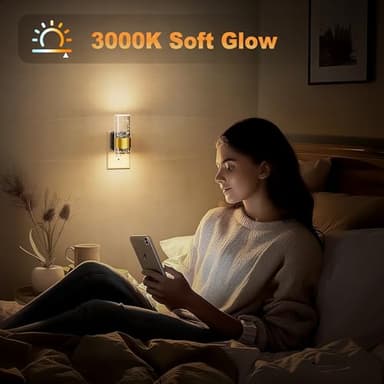 JandCase Night Light, Night Lights Plug into Wall,2 Pack 3000K Dimmable LED Night Light with Adjustable Brightness, Automatic Night Lights Plug in with Auto Light Sensor, for Bathroom Hallway Decor - Image 5