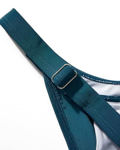 SUUKSESS Women Slimming Tummy Control Tankini Bathing Suits Ruffle High Waisted High Neck 2 Piece Swimsuits(Blue Floral,L) - Image 7