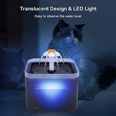 Cat Water Fountain, 67oz/2L Automatic Cat Drinking Fountain, Pet Water Fountain with LED Light and Filter for Cats and Small Dogs (Grey) - Image 3