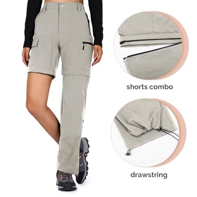 Cycorld Women's-Hiking-Pants-Convertible Quick-Dry-Stretch-Lightweight Zip-Off Outdoor Pants with 5 Deep Pockets (Cloud Grey, XX-Large) - Image 3