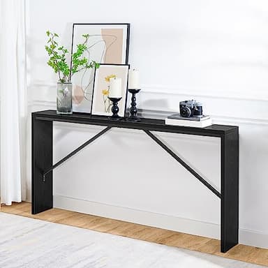 MAHANCRIS Console Table, 62.2" Long Sofa Table Behind Couch, Narrow Entryway Table, Farmhouse Dining Table with Angled Metal Frame, Industrial Console Table for Entryway, Black CTHB15801 - Image 6