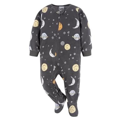 Gerber Baby Boy's Toddler Loose Fit Flame Resistant Fleece Footed Pajamas 2-Pack, Space, 6-9 Months - Image 2
