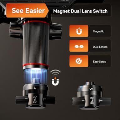 Elikliv EM3K-3D Max 3D Digital Microscope with Magnetic Dual Lens, 3K HDMI, 10.1" Flex Arm, Coin & Electronics Repair Microscope with Ring Light, 64GB Card Included - Image 3