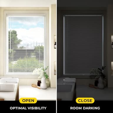 UNISHADES 100% Privacy L-Shaped Blades Mini Blinds for Indoor Windows 1" Vinyl Cordless Window Blinds for Home, for Window Size 34" W × 64" H (Blinds Size 33 5/8" W × 64" H) Grey - Image 4