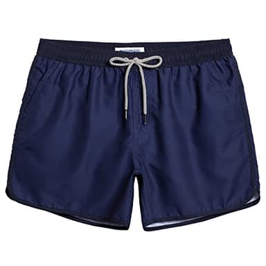 maamgic Mens Short 80s 90s Vintage Swim Trunks with Mesh Lining Quick Dry Bathing Suit Board Shorts Colorblock Navy Medium - Image 1