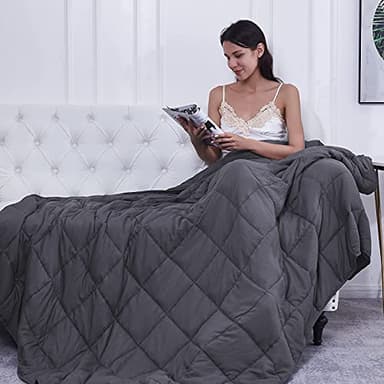 Weighted Blanket for Adults- Dark Grey, 48"x72", 15lbs, Twin Full Size Heavy Throw Blanket, Cooling, Breathable, Microfiber with Glass Beads, Big, Washable, All-Season - Image 7