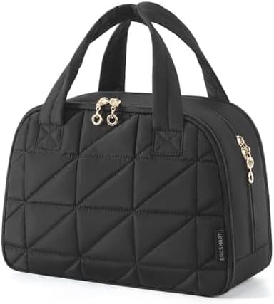 BAGSMART Travel Toiletry Bag, Large Wide-open Travel Bag for Toiletries, Puffy Makeup Cosmetic Travel Bag with Handle-Black - Image 3