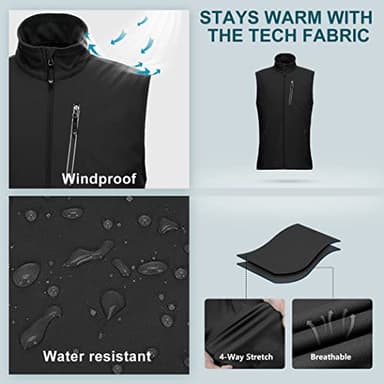 33,000ft Men's Windproof Lightweight Golf Vest Outerwear with Pockets, Softshell Sleeveless Jacket for Running Hiking Sports - Image 4