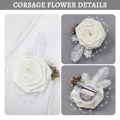 SOLOYEE Baby Boy Clothes Suit Newborn Infant Christening Baptism Outfit Shirt+Bowtie+Vest+Corsage+Suspender+Pants Gentleman Wedding Outfits 6Pcs Set (12-18 Months, White) - Image 4