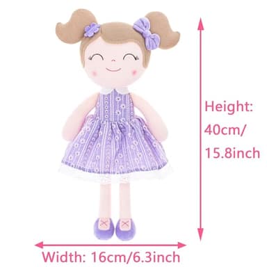 Gloveleya Baby Girl Gifts Soft Plush Doll – Lavender Daisies 16 Inch Cuddle Toy with Basket, Collectible Keepsake Birthday Easter Baby Shower Christmas for Girls - Image 2