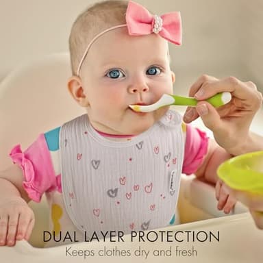 Muslin Bibs for Baby Boys Girls,Organic Muslin Baby Bib for Drooling and Teething,Soft Bandana Drool Bibs 5 Pack - Image 3