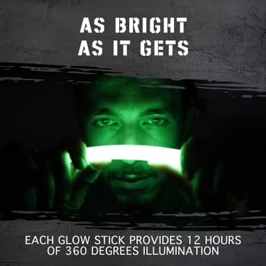 100 Ultra Bright Emergency Glow Sticks - Individually Wrapped Long Lasting Industrial Grade Glowsticks for Survival Gear, Camping Lights, Power Outages and Military Use (Green) - Image 3