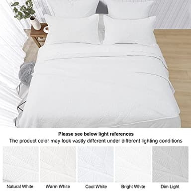 PHF Lightweight Quilt Set King Size, 3PCS Ultra Soft Ultrasonic Bedspread, Geometric Square Pattern Coverlet, Drop Nicely Bed Spread 106" x 96"with 2 Pillow Shams, White - Image 6