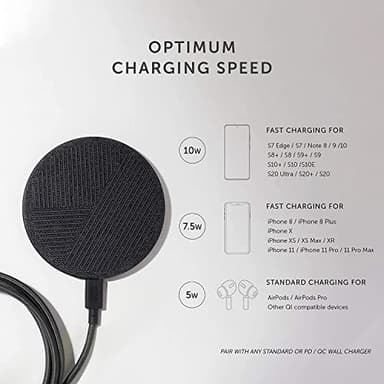 Native Union Drop - High Speed Wireless Charger [Qi Certified] 10W Non-Slip Fast Wireless Charging Pad - Compatible with iPhone 12/12 Pro/12 Pro Max/12 mini/11/11 Pro/11 Pro Max (Slate) - Image 3