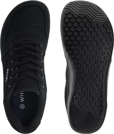 WHITIN Wide Toe Box Barefoot Sneakers for Men Canvas Minimalist Minimus Zero Drop Sole Shoes Size 11 Width 11W Walking Outdoor Training All Black 45 - Image 5