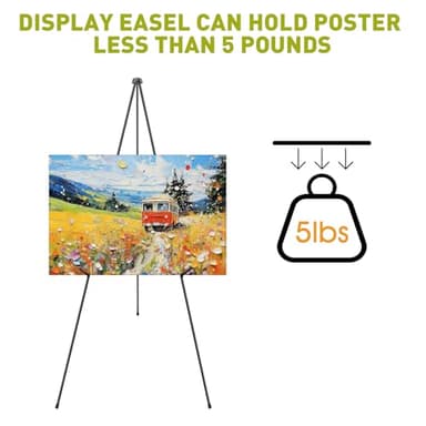 AROIC 63" Easel Stand for Display, 3 Pack Portable Foldable Metal Easel, Easels for Signs Wedding Logos,Arts, Painting,Adjustable Floor Easels with 3 Storage Bag - Image 7