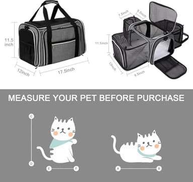 BAGLHER Cat Carrier Bag,Airline Approved Pet Carrier Soft Side Pet Travel 5 Sides Open Doors 3 Sides Expandable Foldable Dog Carrier with Fleece Pad - Image 2