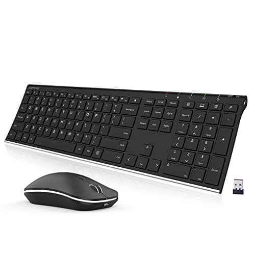 Arteck 2.4G Wireless Keyboard and Mouse Combo Stainless Steel Ultra Slim Full Size Keyboard and Ergonomic Mice for Computer Desktop PC Laptop and Windows 11/10/8 Build in Rechargeable Battery - Image 1