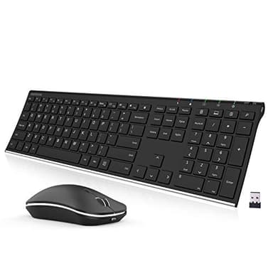 Arteck 2.4G Wireless Keyboard and Mouse Combo Stainless Steel Ultra Slim Full Size Keyboard and Ergonomic Mice for Computer Desktop PC Laptop and Windows 11/10/8 Build in Rechargeable Battery - Image 1