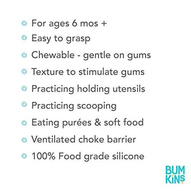 Bumkins Baby Utensils Set, Chewtensils Silicone Spoons for Dipping, Self-Feeding, Baby Led Weaning, Trainer Learning, First Stage Eating, Soft Practice Fork and Spoon, Babies 6 Months, Tangerine - Image 6