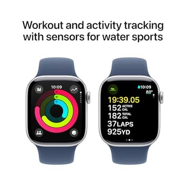 Apple Watch Series 10 [GPS + Cellular 42mm case] Smartwatch with Silver Aluminium Case with Denim Sport Band - M/L. Fitness Tracker, ECG App, Always-On Retina Display, Water Resistant - Image 5