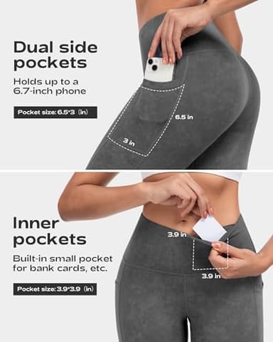 CHRLEISURE Leggings with Pockets for Women, High Waisted Tummy Control Workout Yoga Pants(5 Packs, MS-BlackGray, 2XL) - Image 2