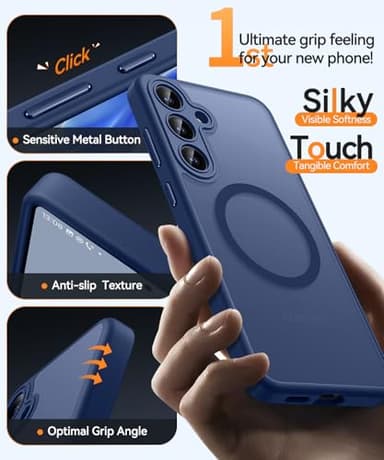 CANSHN Designed for Samsung Galaxy S25 Plus Case (2025) [Full Camera Protection] [Compatible with Magsafe] Translucent Matte Back Protective Phone Cover, Deep Blue - Image 7
