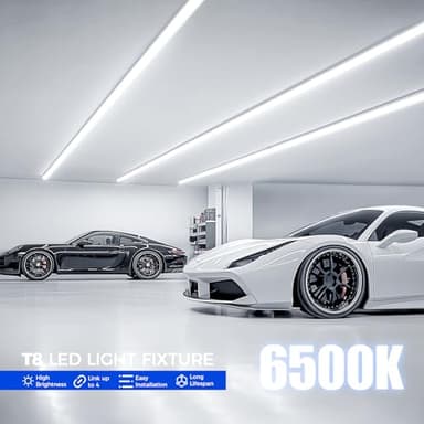 Barrina 8FT LED Shop Lights, 72W 10000LM 6500K, Clear Cover Linkable Tube Light, T8 V Shape Ceiling Lights for Garage, Warehouse, Workshop, 10 Pack - Image 4