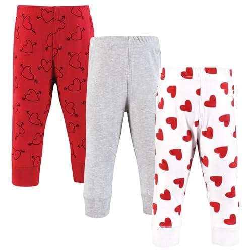 Hudson Baby Infant Girl Cotton Pants and Leggings, Love Hearts, 12-18 Months - Image 1