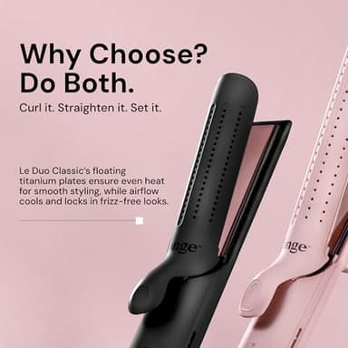 L'ANGE HAIR Le Duo Grande 360° Airflow Styler | 2-in-1 Curling Wand & Titanium Flat Iron Professional Hair Straightener and Curler with Cooling Air Vents to Lock in Style | Adjustable Temp (Black) - Image 6