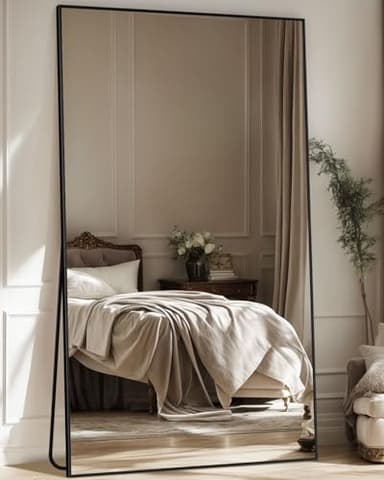 Antok Full Length Mirror, 81"x41" Floor Mirror, Floor Standing Freestanding Full Body Mirror with Stand for Bedroom, Hanging Mounted for Living Room Cloakroom, Black - Image 2
