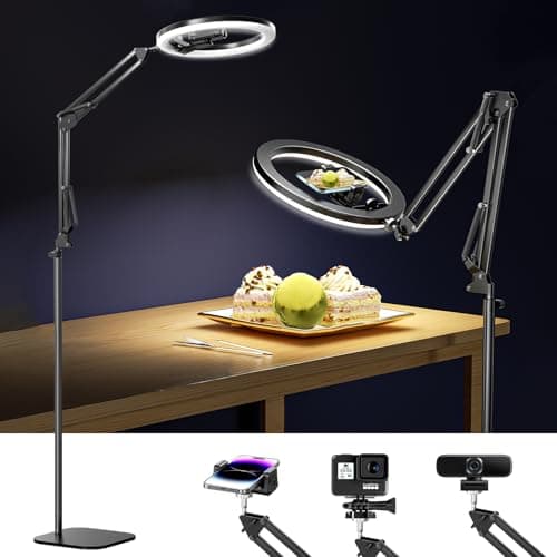 UBeesize 12" Ring Light Tripod for iPhone with Overhead Phone Mount Holder, Ring Lights with Stand and Camera Mounts for Photography/Live Streaming/TikTok/YouTube Content Creation - Image 1
