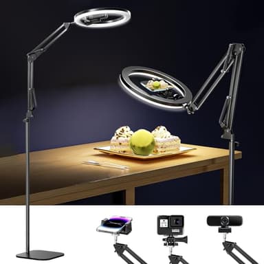 UBeesize 12" Ring Light Tripod for iPhone with Overhead Phone Mount Holder, Ring Lights with Stand and Camera Mounts for Photography/Live Streaming/TikTok/YouTube Content Creation - Image 1