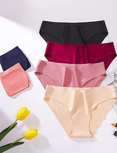 Caterlove Women's Seamless Underwear No Show Stretch Bikini Panties Silky Invisible Hipster 6 Pack (A, Large) - Image 5
