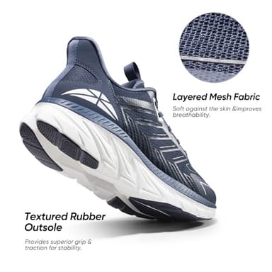 ALLSWIFIT Men's Slip On Walking Shoes Running Comfortable Tennis Breathable Non Slip Athletic Gym Workout Cross Training Fashion Sneakers,Size 11,Blue,SARR034M - Image 6