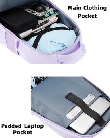 MATEIN Rolling Backpack for Women, 17 Inch Travel Laptop Backpacks with Wheels, Waterproof Large Roller Carry On Luggage Wheeled, Trolley Overnight Suitcase Business Computer Bag, Purple - Image 8