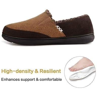 Zigzagger Men's Zermatt Wool-blend Loafer Slippers with Memory Foam Indoor, Coffee, 11 US - Image 3