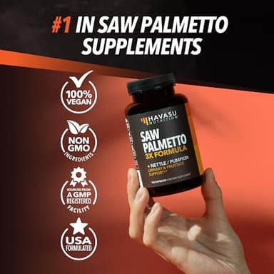 Saw Palmetto Supplement with Stinging Nettle and Pumpkin Seed Extract - Advanced 3X Formula - DHT Blocker Urinary Health and Prostate Support for Mens Health - Vegan, Non-GMO Capsules - 2 Month Supply - Image 8