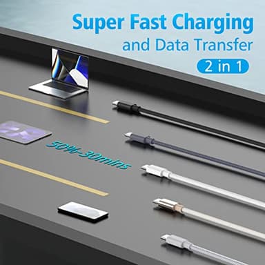 USB C to USB C Cable for MacBook Air/Pro, iPad Pro 12.9 11 inch, iPad Air 5 4, Mini 6, iPhone 15/15 Pro/15 Plus/15 Pro Max, Samsung Galaxy, Pixel, LG, Type C Fast Charging Cord 60W 6.6FT - Image 7