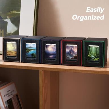 Mage Tech Card Deck Box for MTG Commander - Patented Design, Commander Display, Fits 100 Double-Sleeved Cards, 35pt Card Brick & Dice Tray - Black/Purple - Image 5